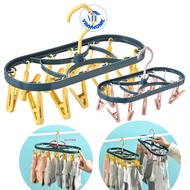 12-Clip Hanger for Drying Clothes, Socks, and Hats with 360 Rotating Hook Head Made of Durable, Stur