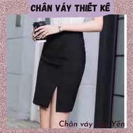 Black pencil skirt with front slit above the knee - M57