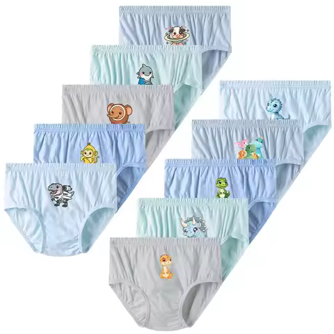 5-Piece Boy Cotton Underwear AI Cartoon Tralalero Tralala Tung Tung Sahur Boys Briefs Dinosaur Print