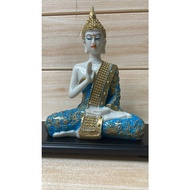 Hand painted Polyresin Buddha on wooden plank