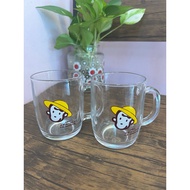 GL0301-Water Glass With Handle NEC Pattern Set Of 2 Size: 2.8x3 Inches