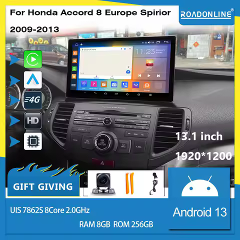 Android13 13.1 inch For Honda Accord 8 Europe Spirior 2009-2013 UIS7862 8+256gb Car Navigation CarPl