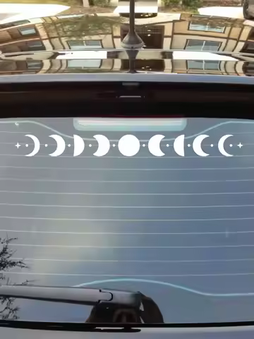 50CM Car Sticker Moon Phase Line Row Stars Rear Glass Mystery Witch Stickers Windshield Banner Decor