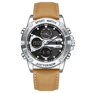 LIGE นาฬิกาข้อมือผู้ชาย FOXBOX หรูหรานาฬิกาแฟชั่นสองเวลา Jam Tangan Digital ปฏิทินกันน้ำนาฬิกากีฬา +