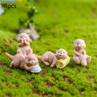 Miniatur Otter Lucu, 8 Buah Patung Dekorasi Bentuk Hewan Kecil,