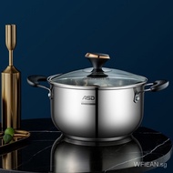 Aishida（ASD）304Stainless Steel Soup Pot, Soup, Noodles, Porridge, Multi-Purpose Thickened Cyclone Double Bottom Induction Cooker Open Flame Universal