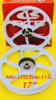 ล้อแม็ก Mio-115i,Fino-115i ขอบ17” ล้อหน้า3รู สีขาวล้วน : RACING BOY