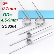 sus304 d0.7mm OD4/4.5/5/5.5/6/7/8/9mm V-shaped spiral torsion spring angle 60/90/120/180 degrees(MX-
