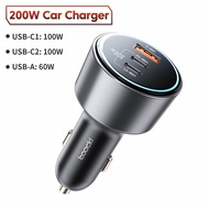 Toocki 200W ที่ชาร์จแบตในรถชาร์จเร็ว4.0 PPS 45W PD 100W ที่ชาร์จไฟรวดเร็ว USB C ที่ชาร์จโทรศัพท์ในรถ