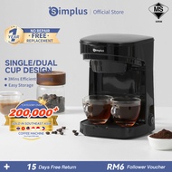 Simplus Drip Filter Coffee Maker Machine| Single/Dual Cup Design | 3mins Efficient Brewing | Easy St