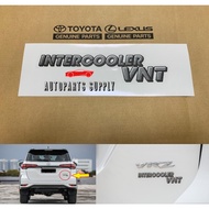 ORIGINAL TOYOTA FORTUNER 2021 - 2023 GUN155 GUN156 TGN155 TGN156 REAR BONNET INTERCOOLER VNT STICKER