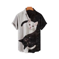 Hot Mens Short Sleeve Hawaiian Shirt Male Summer Cute Printed Clothings Oversized Casual Y2k Anime H