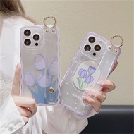 Fashion Floral Flower Pattern Wrist Strap Phone Holder Case For Huawei P20 P30 Lite Pro Nova 3e 4e Honor V30 Pro Casing Camera Protection Soft TPU Transparent Cover