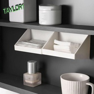 TAYLOR1 Oblique Opening Storage Box, Wall Mounted Plastic Mirror Cabinet Organizer, Multifunctional Space Saving White/Transparent Self Adhesive Sundries Organizer Bathroom