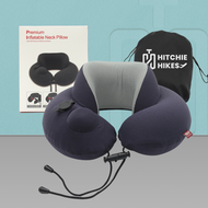 Hitchie A087 Portable Inflatable Air Pump Memory Foam Travel Neck Pillow Headrest U Shape - Bantal A