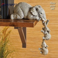 AN.MART Resin Decorative Craft 3-piece Realistic Elephants Mother Hanging 2-Babies Figur MY