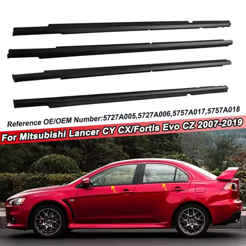 4Pcs Car Window Waterproof Weatherstrip Trim For Mitsubishi Lancer CY CX/Fortis Evo CZ 2007-2019 572
