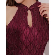 AIR SPACE Gaun Qipao Kain Duyung Leher Qipao DRESS Mermaid Fabric Halter Neck Cheongsam Maxi Midi Dr