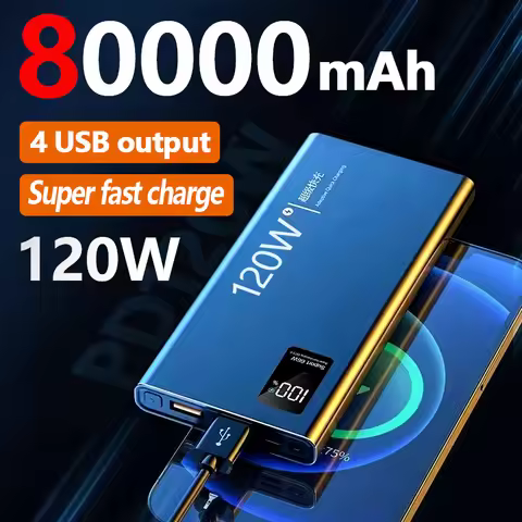 80000mAh Power Bank 120W Super Fast Charging 100% Sufficient Capacity Portable Battery Charger Digit