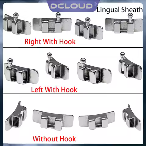 DCLOUD 10Pcs/Pack Dental Orthodontic Lingual Sheath Stainless Steel Left/Right With Hook Without Hoo