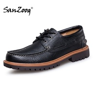 Spring Autumn Genuine Leather Boat Shoes Men Black Brown Zapatos Hombre Cuero Genuino Big Size 47 48
