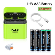 CITYORK AAA Rechargeable Batteries 1.5V 1200mWh Li-ion Battery + 4 Slots USB Charger for 1.5V Lithiu