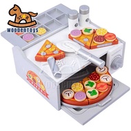 Wooden Pretend Toys Pizza Oven Complete Topping w/ other Accessories