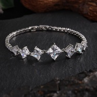 ZAKOL Nữ Hình Học Giọt Nước Zirconia Vòng Tay Full Pha Lê Charm Cưới Cô Dâu Trang Sức Đồng Chuỗi Liê