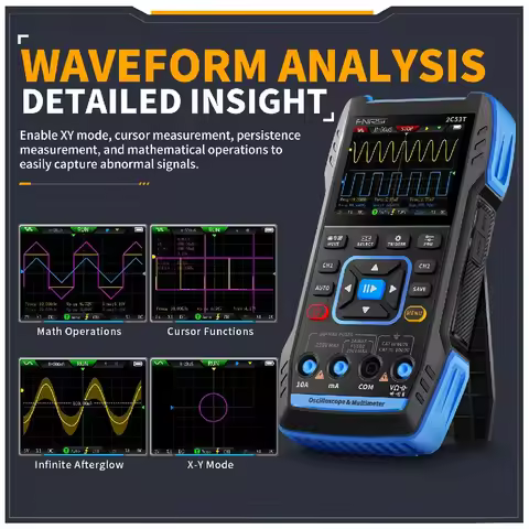 FNIRSI 3 in 1 Dual Channel Automotive Tools 2C23T 2C53T Upgrade 50MHz Handheld Digital Oscilloscope 