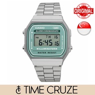 [Time Cruze] Casio A168 Illuminator Blue-Gray Dial Digital Stainless Steel Unisex Watch A168WA-3AYDF