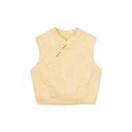 AIR SPACE Elecher Embossed Satin Cheongsam Collar Vest