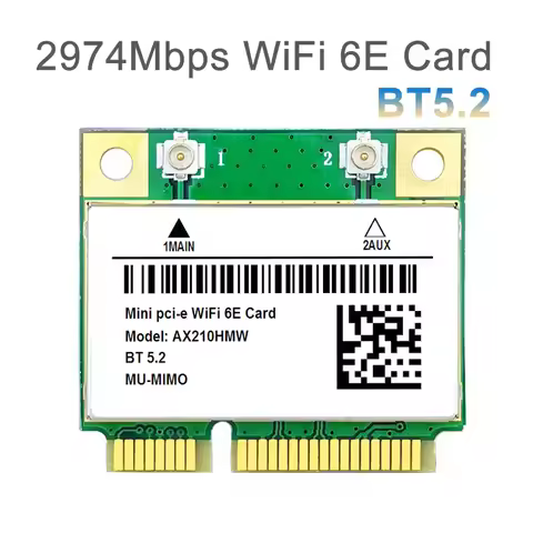 WiFi 6E AX210HMW Mini PCI-E Wifi Card AX210 802.11ax/ac 2.4G/5G/6G BT5.2 Wireless Adapter AX210NGW f