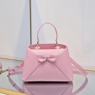 [Fishwater Boutique] High-Quality First Layer Cowhide Bow Handbag Shoulder Messenger Bag High-End At