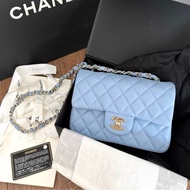 香奈兒Chanel mini classic flap baby藍小羊皮 內膜沒撕有身份卡