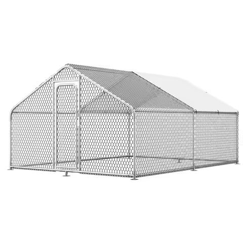 Large Metal Chicken Coop & Run,Walk in Poultry Cage with Cover for Yard,Duck Rabbit,13.1'L x 9.8'W x