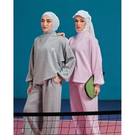 HIJABISTAHUB HELLEY JUMPER SET Airport Outfit Set Baju Seluar drop shoulder casual travel suit