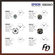 Seiko VX82 / VX12 / VX32 / VX42 / VX89 / VX3K Epson Quartz Watch Movement (Made in Japan) Replacemen