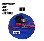 AKSESORIS/ATRIBUT TNI AU ANAK/TOPI BARET ANAK BIRU+GESPER+TALIKUR PLUIT