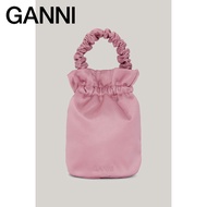 GANNI Female Bag logo Style Lavender Pleated Small Bucket Bag Handbag Crossbody Bag A4407428