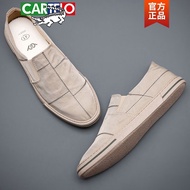 A-6💚Cartelo Crocodile（CARTELO）Men's Shoes Summer Breathable Canvas Shoes One Pedal Loafer Men's Old Beijing Cloth Shoes