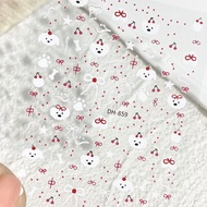 [Ready Stock] Cute Cartoon Polka Dot Cherry Puppy Bow Flat Manicure Sticker Waterproof Adhesive Nail