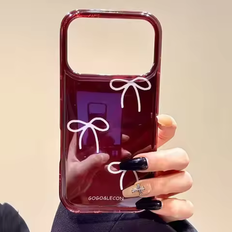 Cute Wine Red Color Bowknot Phone Case for Xiaomi Redmi Note 14 13 12 12s 11 11s 10 9s Pro Plus 4G 5