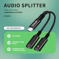 DAP D-AU16 Audio Splitter Type C to 2 Type C Support Charging & Listen