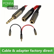 3.5mm 1 Male to  2 Female Earphone Stereo Audio Splitter Flat Cable Cord M/F  0.2m