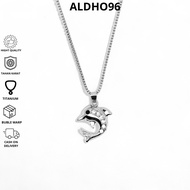 ALDHO96 - Men's Titanium Dolphin Pendant Necklace Unisex Stainless Steel Anti-RustWanita