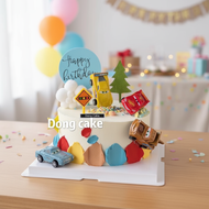 406pcs/4pcs Large McQueen Car Cake Topper Leaf Digger Cake Decorating Accessories Road Sign Birthday