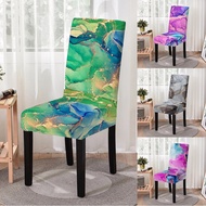 Marbling Print Elastic Chair Cover Spandex Chair Slipcover Multicolor Strech Kitchen Stools Seat Covers Home Hotel Banquet Decor