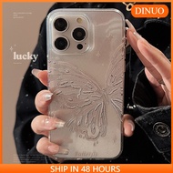 Transparent Transparent Fine Flash Paint Silver Butterfly Phone Case Suitable for iphone15/14promax/13/12/pro/promax/11-DINUO