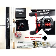 SKYGITZ MALAYSIA SNOW FALL WHITE 10-20LB casting ROD combo AWA-SHIMA BEAST BC REEL 15kg