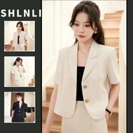 Summer Women's Casual Work Short Sleeved Blazer Jacket Korean Version Minimalist Short Thin Blazer